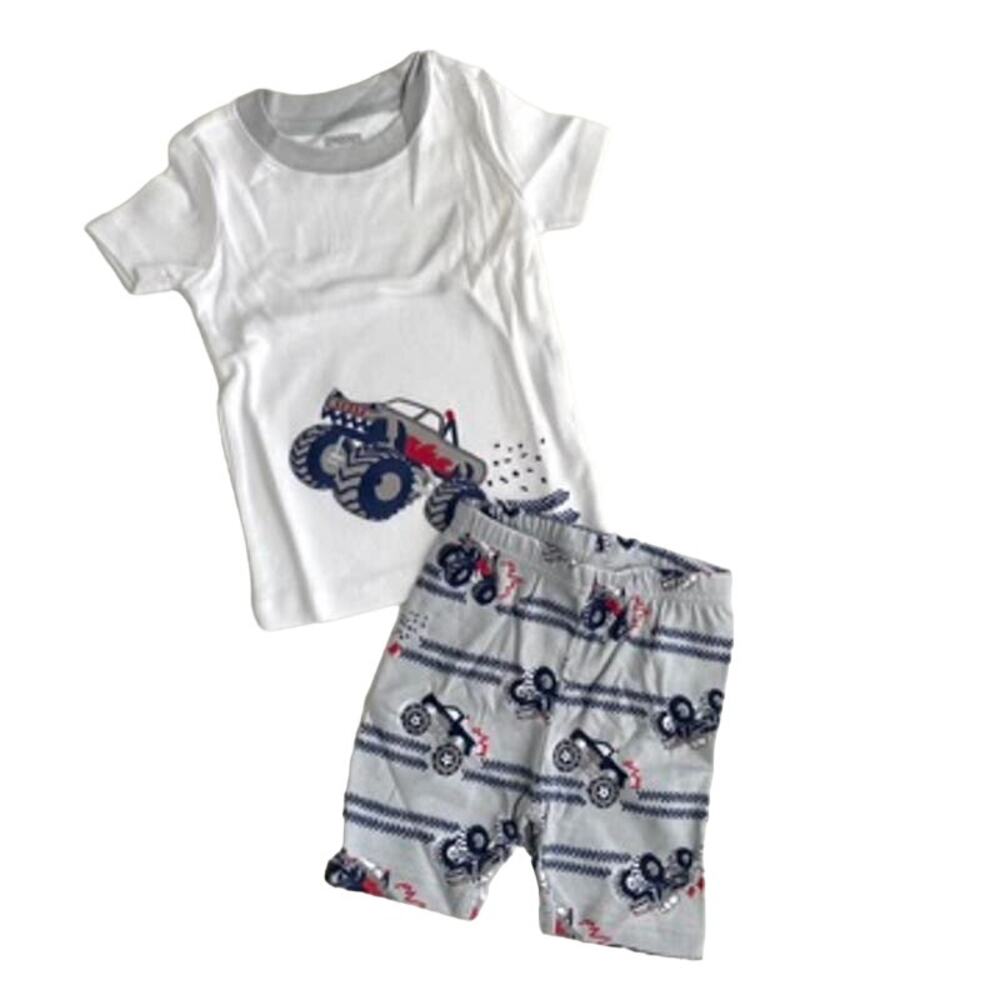 Gymboree NEW Monster Truck Shortie Two-Piece Pajamas - White Gray - 18-24M